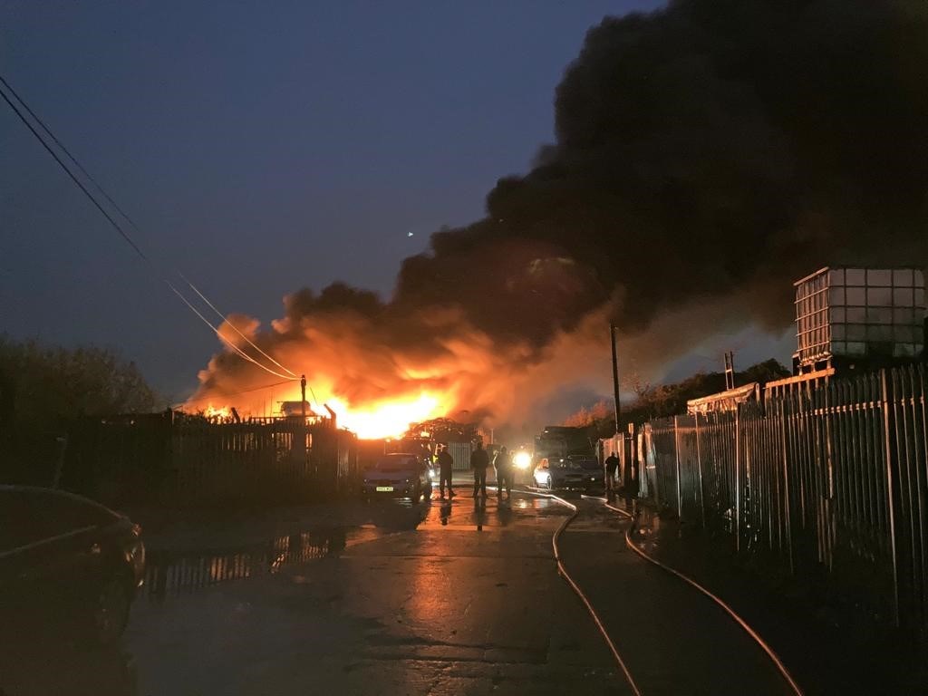 An image of a fire at Kirkless Industrial Estate, there is a large amount of smoke shown