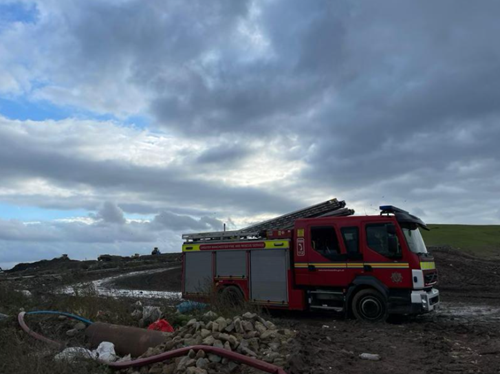 Fire engine at landfill site