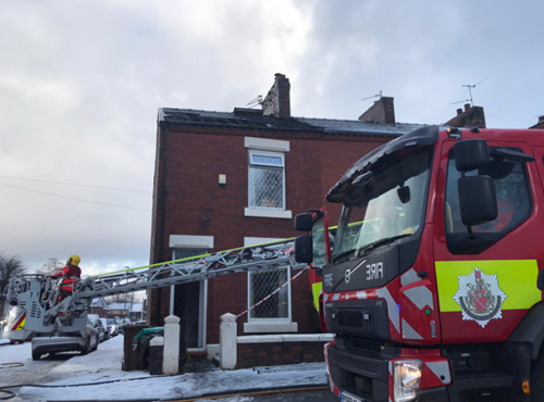 Fire engine at the scene on Store Street