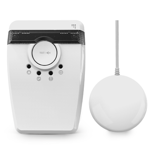 Smoke alarm unit with a strobe light and vibrating pad for individuals with hearing impairments