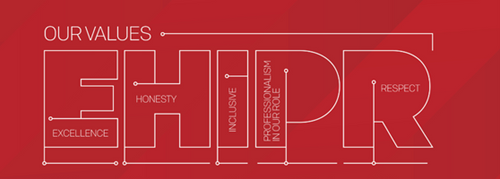 Text graphic on a red background displaying the phrase 