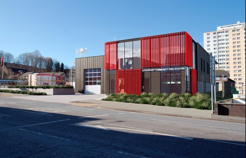 Facade of Stockport Community Fire Station