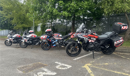 Motorcycle risk reduction team bikes in a row